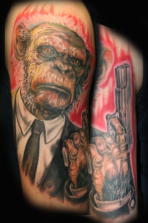 Tattoos - Chimp with a Handgun - 34770